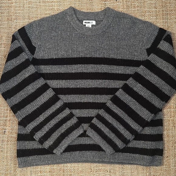 William Rast Crew Neck Sweater Black and Gray Stripes Medium - Picture 1 of 5